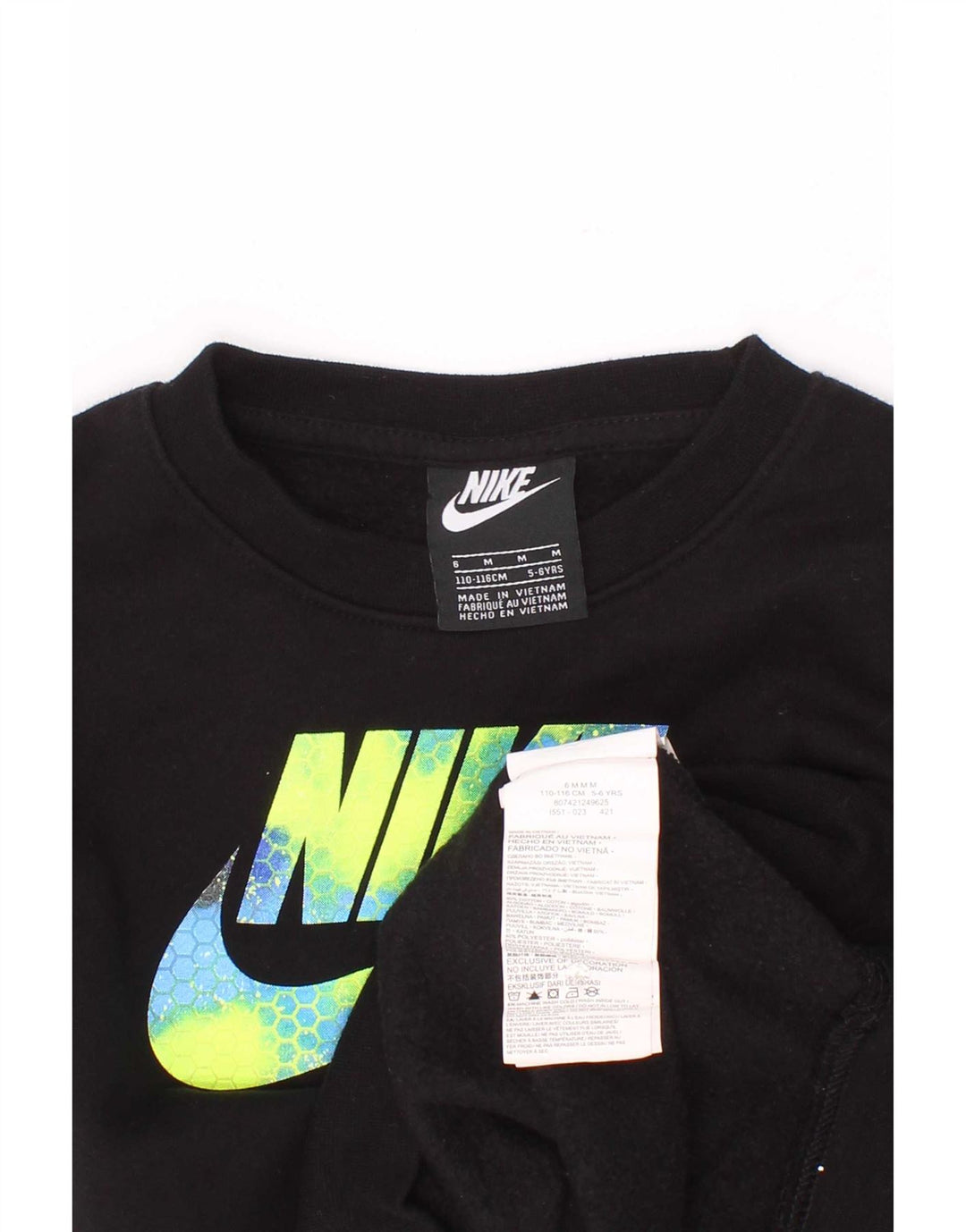 Nike Sweat-shirt graphique pour garçon 5-6 ans en coton noir moyen
