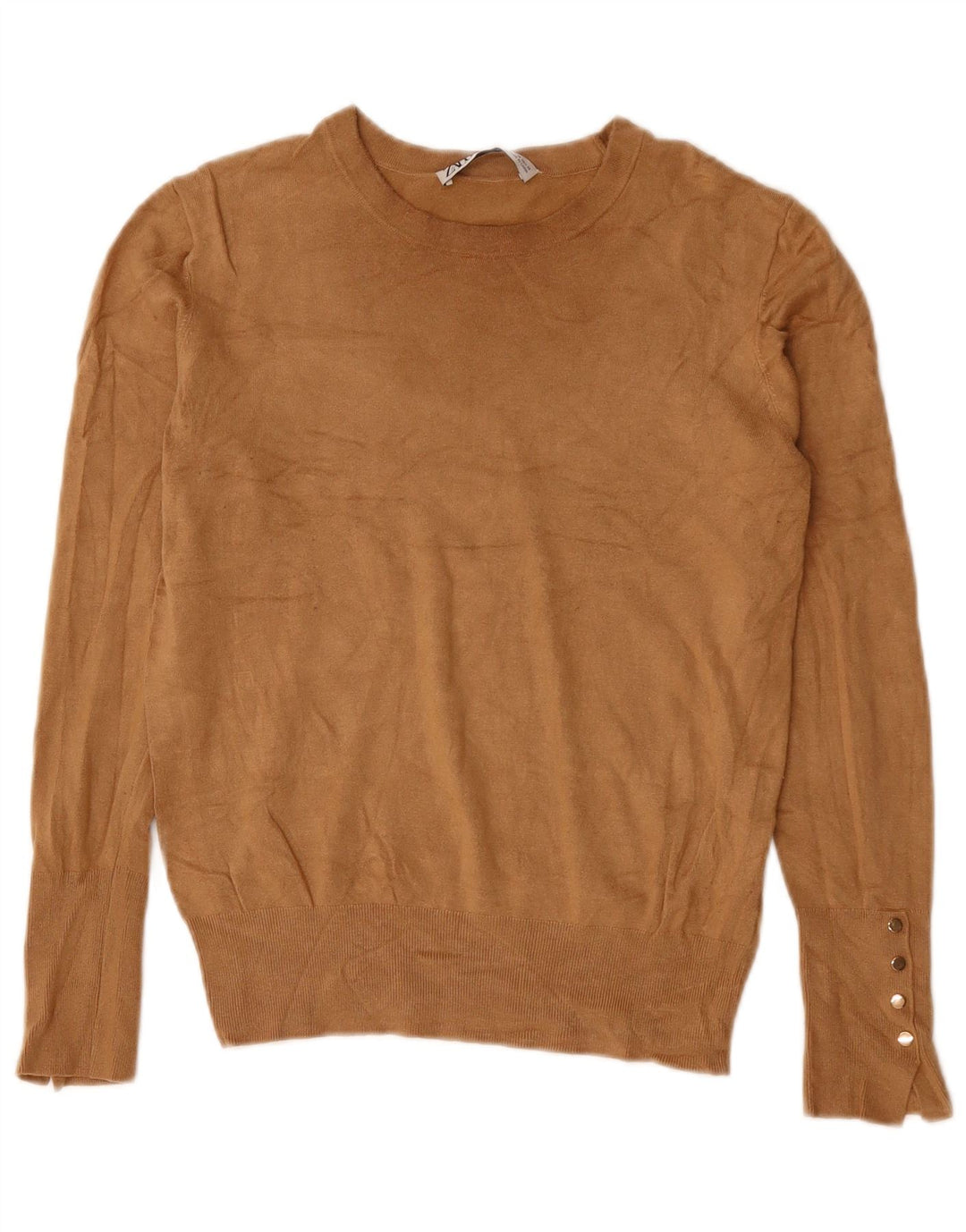 ZARA Pull col bateau pour femme UK 12 Viscose marron moyen