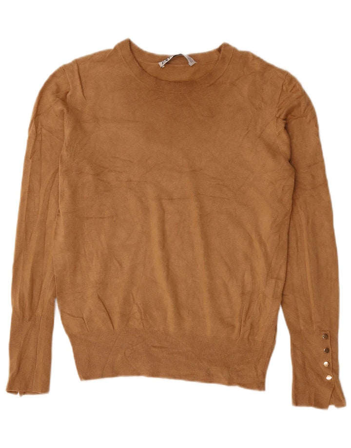 ZARA Pull col bateau pour femme UK 12 Viscose marron moyen