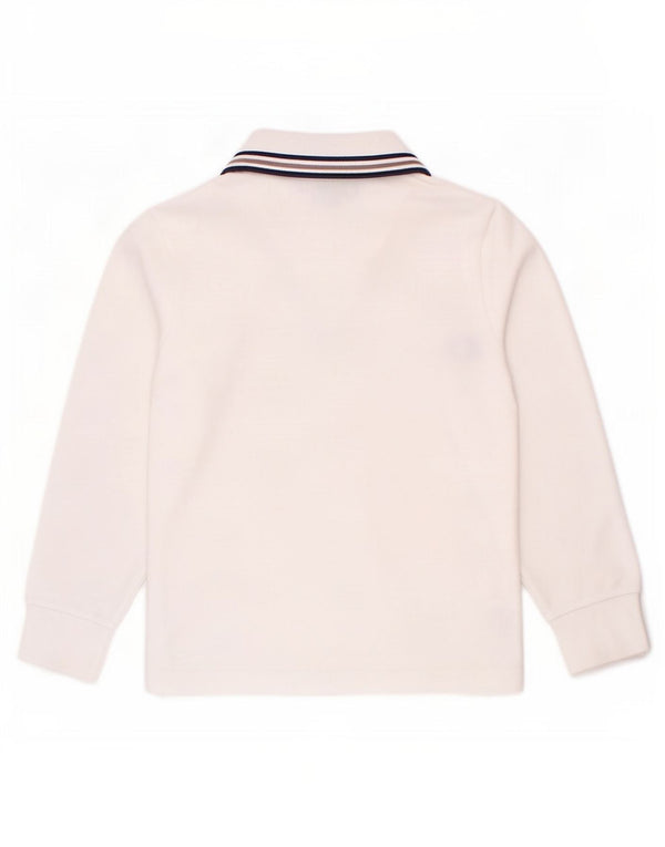 Fred Perry Polo à manches longues pour garçon 3-4 ans en coton rayé blanc