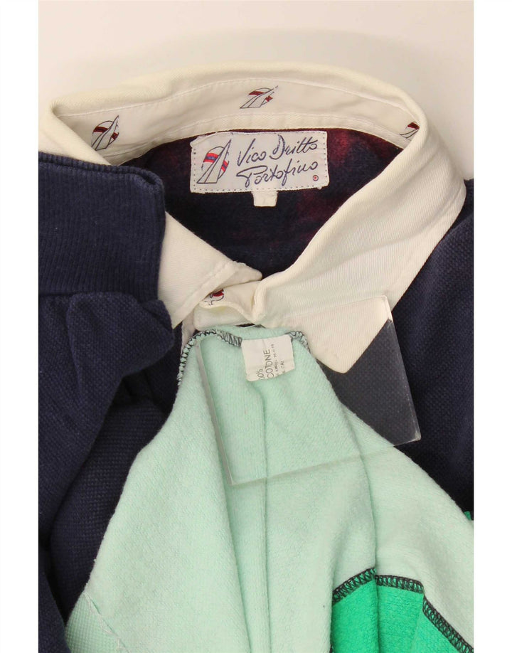 vintage Mens Polo Neck Sweatshirt Jumper Grand Colorblock multicolore