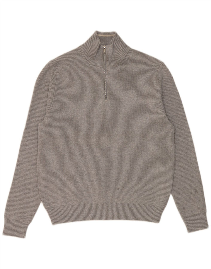 Marks & Spencer Pull coupe classique à col zippé pour homme, grand gris