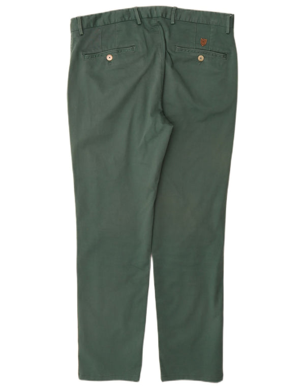 Massimo Dutti Pantalon chino coupe slim pour homme EU 42 Large W32 L30 Vert Coton