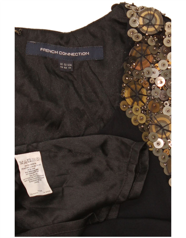 French Connection Robe droite pour femme UK 44 Large Noir Colorblock Viscose