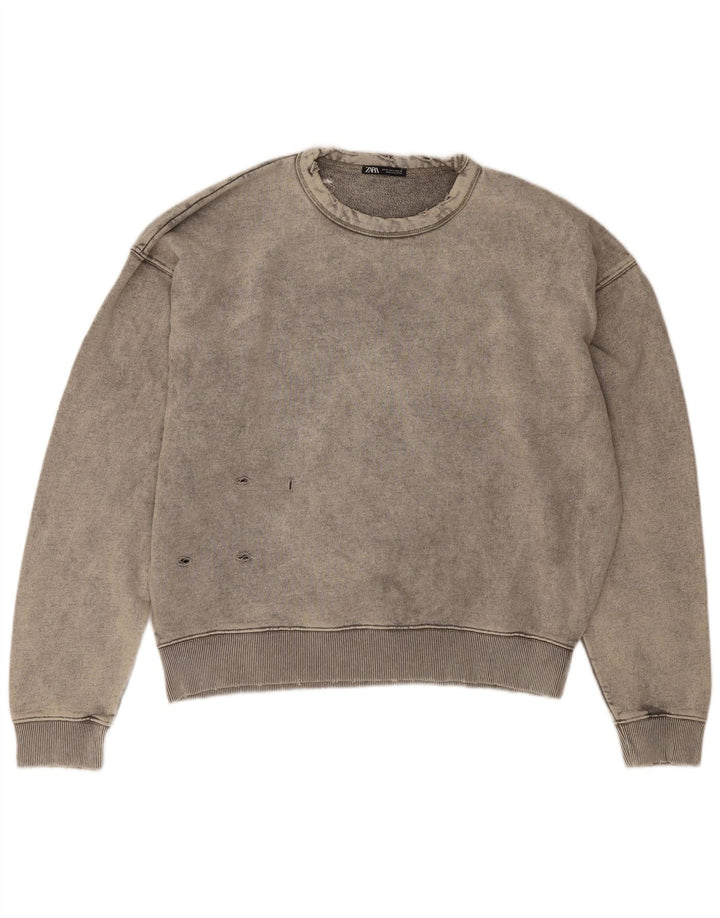 Zara Homme Sweatshirt Jumper XL Gris Coton
