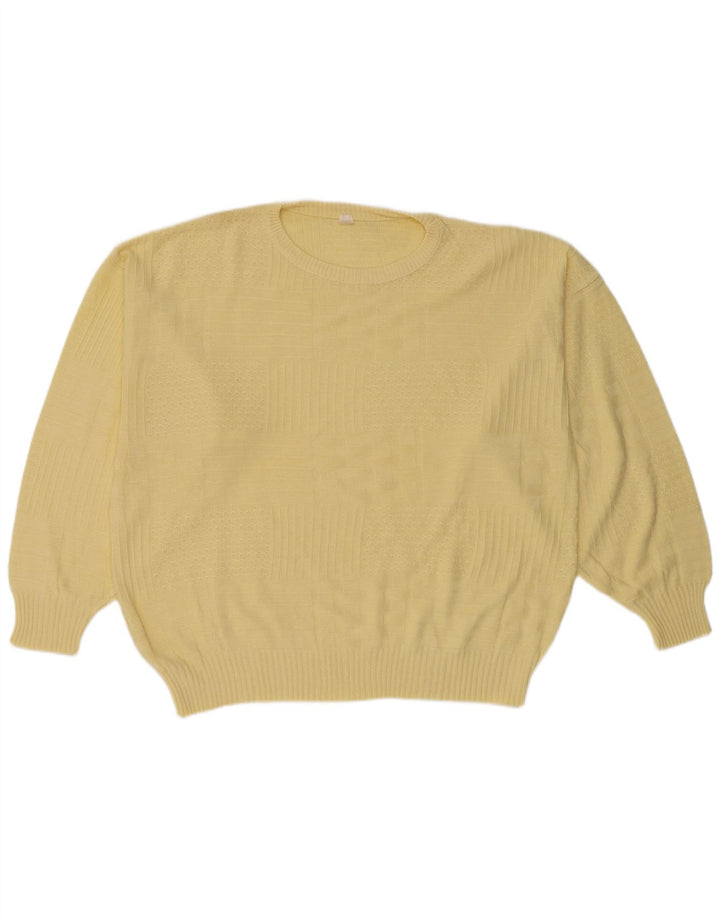 vintage Mens Crew Neck Jumper Pull IT 50 Moyen Jaune Polyacrylique