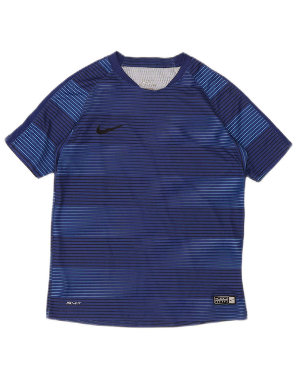 Nike Garçon Dri Fit T-Shirt Top 10-11 ans Bleu Moyen Rayé Polyester