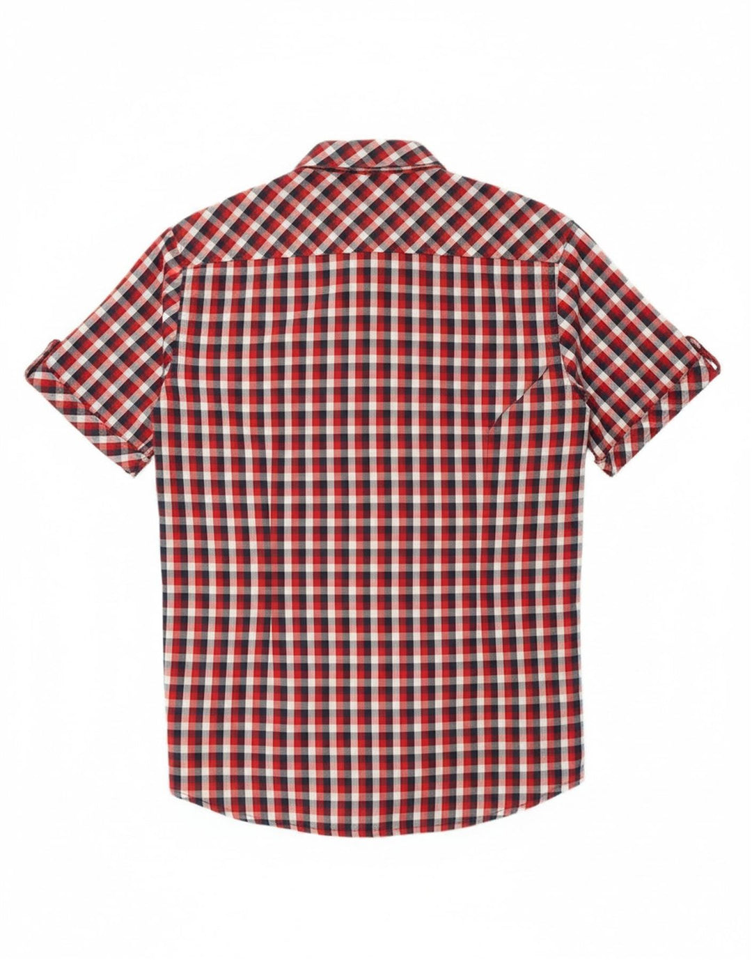 CONBIPEL Mens Tailored Fit Short Sleeve Shirt Large Red Check