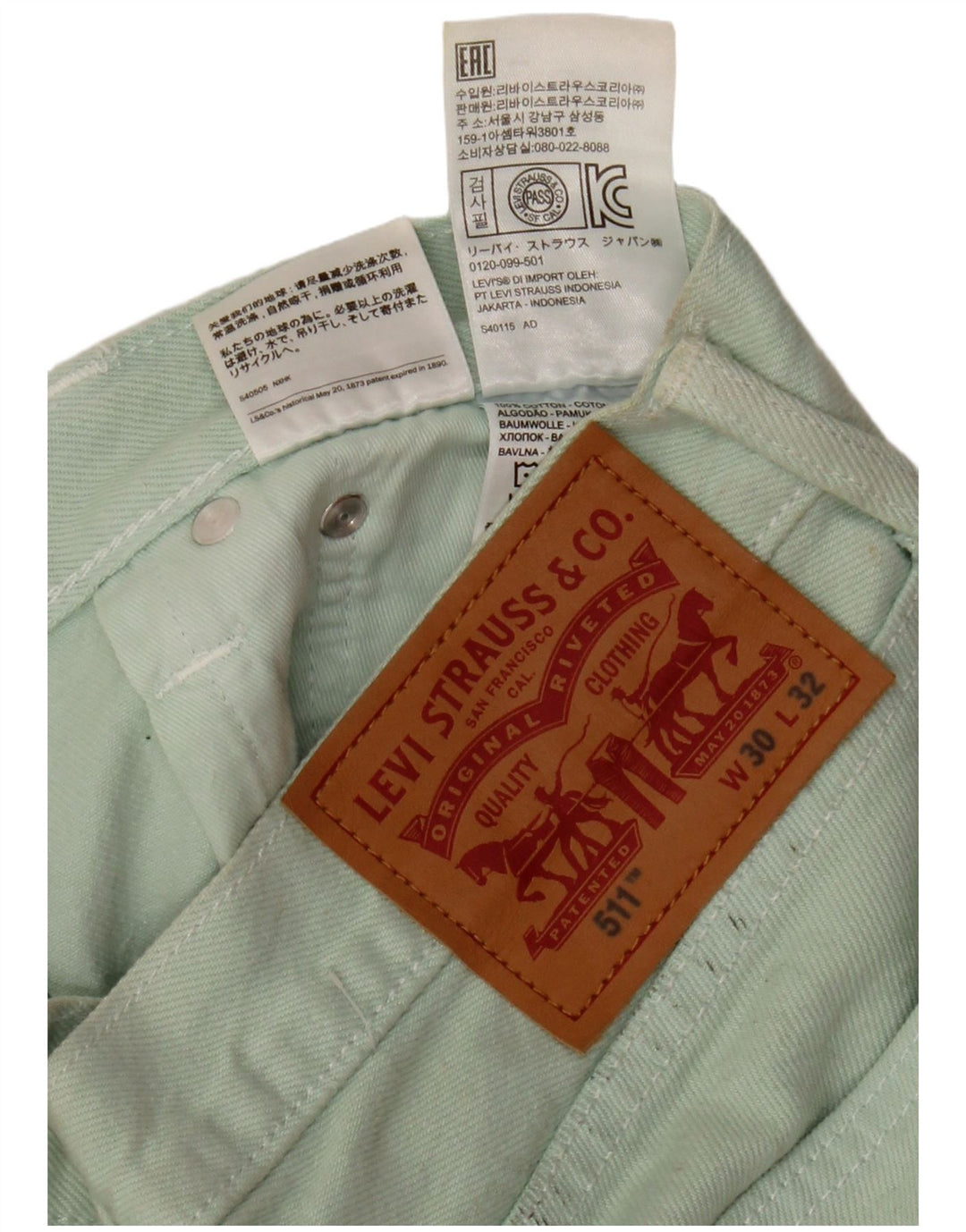 Levi's Pantalon 511 Slim Casual W30 L32 Homme Vert Coton