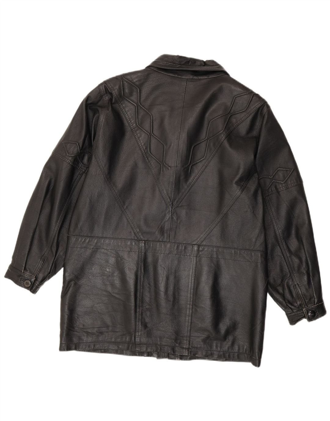 veste en cuir femme vintage UK 16 Grand cuir noir