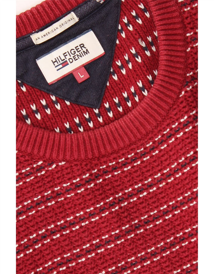 Tommy Hilfiger Pull à col rond pour homme Large rayé multicolore