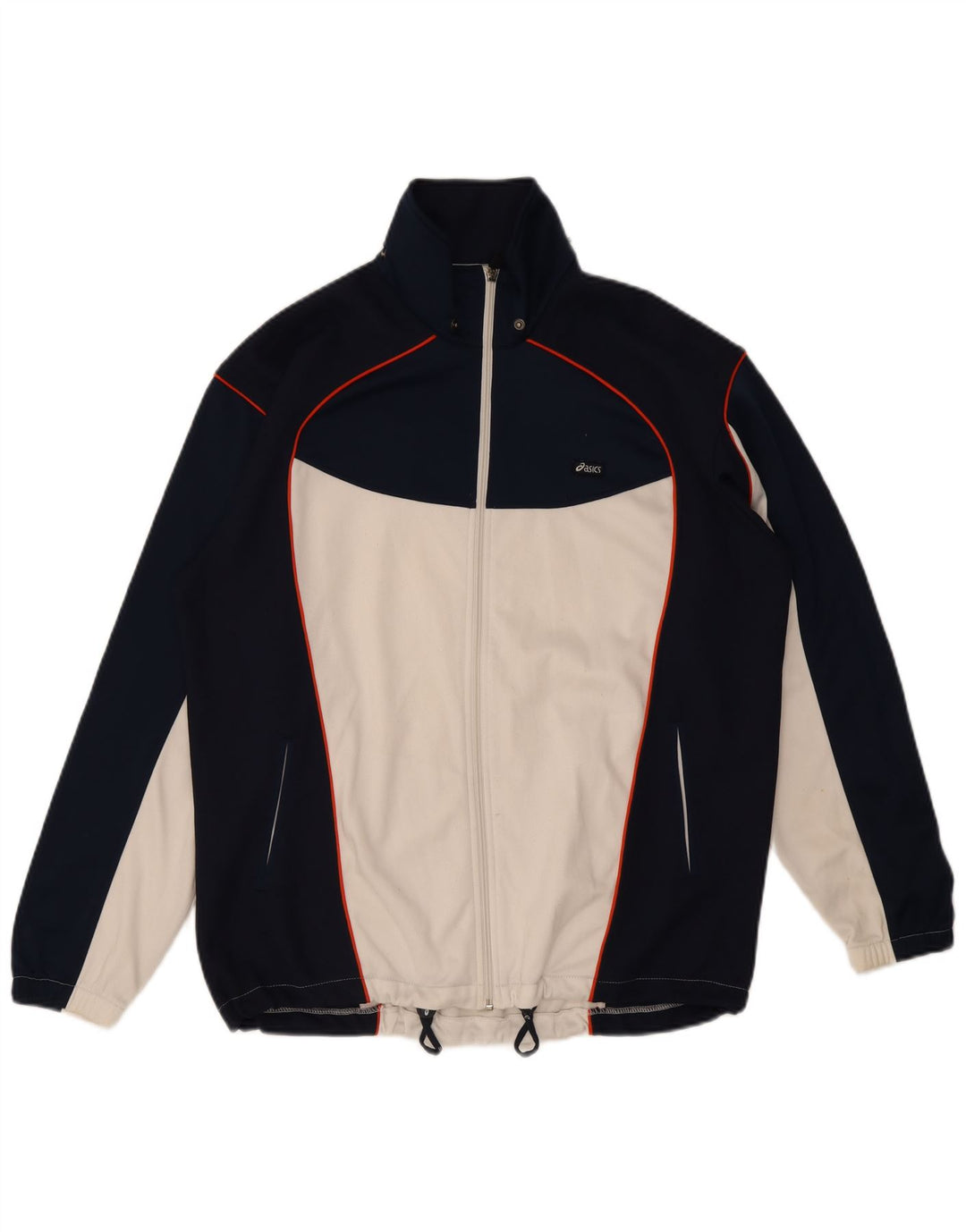 Asics Veste de survêtement pour homme Large Bleu Marine Colorblock Polyester