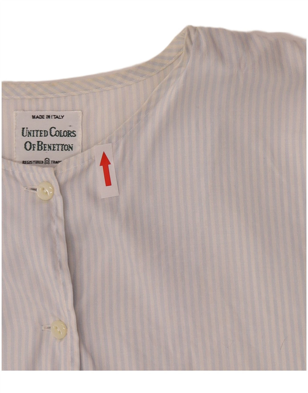 Benetton Chemise à manches courtes pour femme Blouse IT 44 Bleu moyen à fines rayures