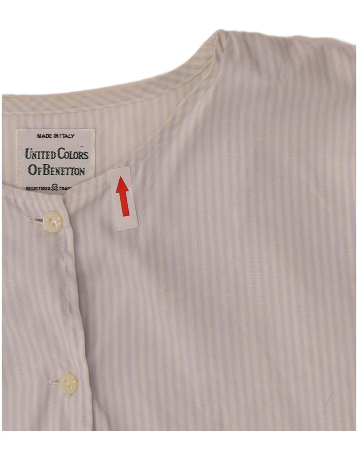 Benetton Chemise à manches courtes pour femme Blouse IT 44 Bleu moyen à fines rayures
