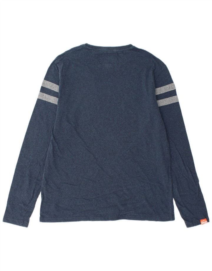 SUPERDRY Haut Homme Manches Longues 2XL Bleu Marine Colourblock Coton