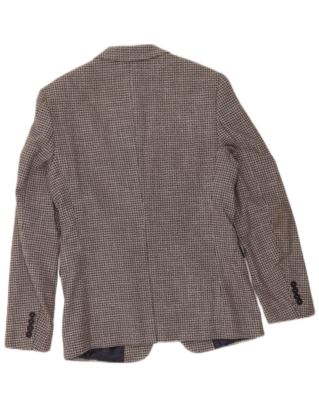 Zara Veste Blazer 2 Boutons Homme EU 46 Petit Marron Géométrique Coton