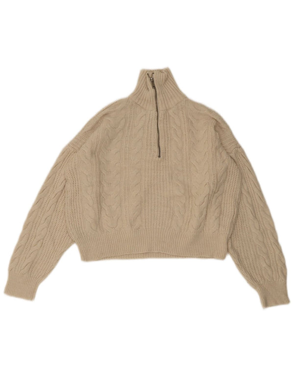 Urban Outfitters Pull court à col zippé pour femme UK 6 XS Beige