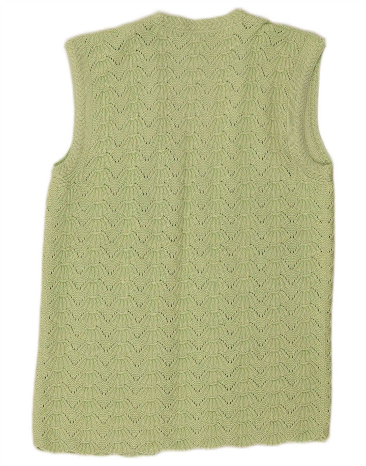 vintage Femme Open Cardigan Pull UK 14 Vert Moyen