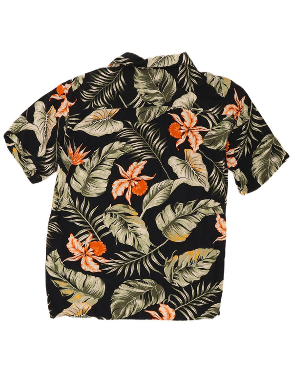 Jack & Jones Chemise à manches courtes pour hommes Large Noir Floral Viscose Hawaïen