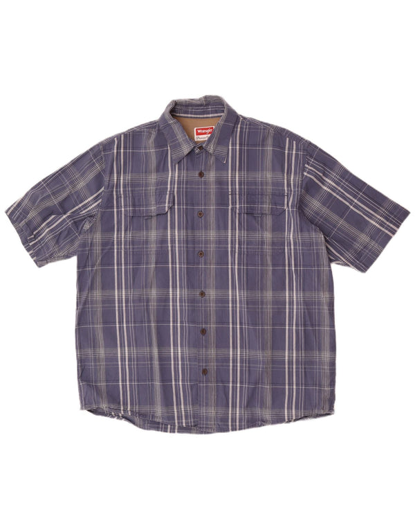 Wrangler Chemise à manches courtes pour homme Coupe régulière XL Bleu à carreaux en coton
