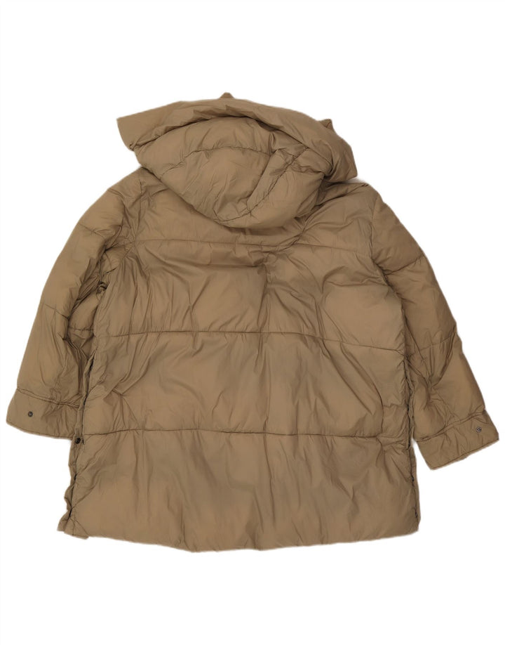 Zara Manteau matelassé surdimensionné à capuche pour femme UK 18 XL Beige Polyester