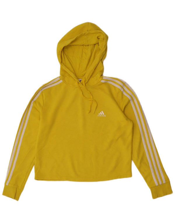 Adidas Pull à capuche court pour femme UK 12/14 Coton jaune moyen