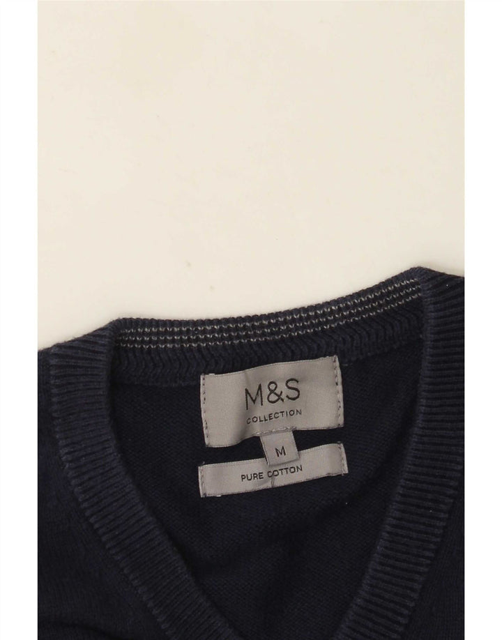 Marks & Spencer Pull col V Homme Bleu Marine Moyen Coton