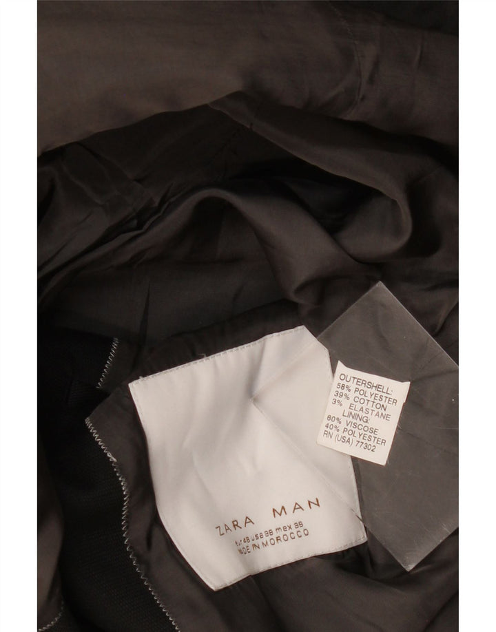 ZARA Hommes 2 Bouton Blazer Veste EU 48 Moyen Noir Polyester