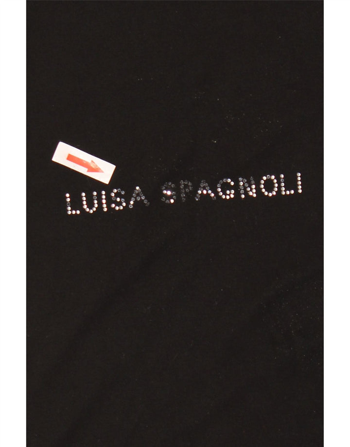 Luisa Spagnoli T-shirt graphique pour femme UK 14 Noir moyen