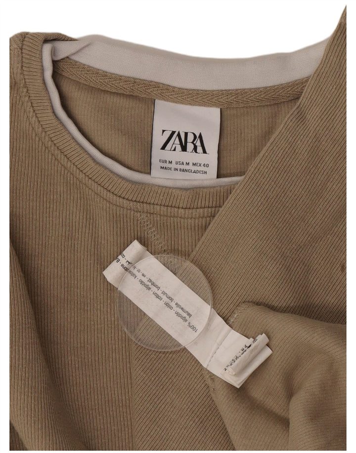 Zara Homme Top Manches Longues Coton Marron Moyen