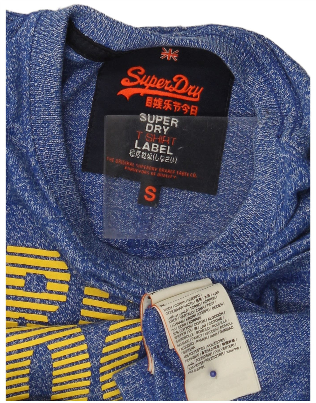 SUPERDRY T-Shirt Real Graphic Homme Petit Bleu Moucheté Coton