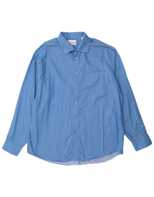 Calvin Klein Chemise coupe régulière pour homme Taille 17 XL Coton tacheté bleu