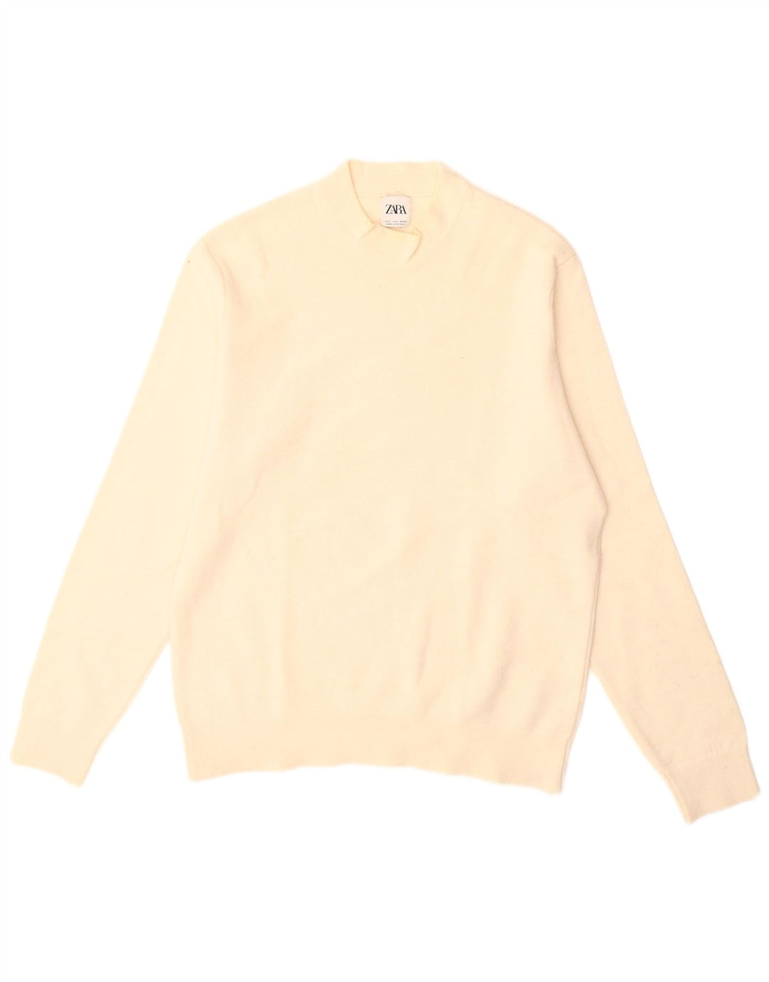 Zara Pull à col ras du cou pour homme, grand, en acrylique beige