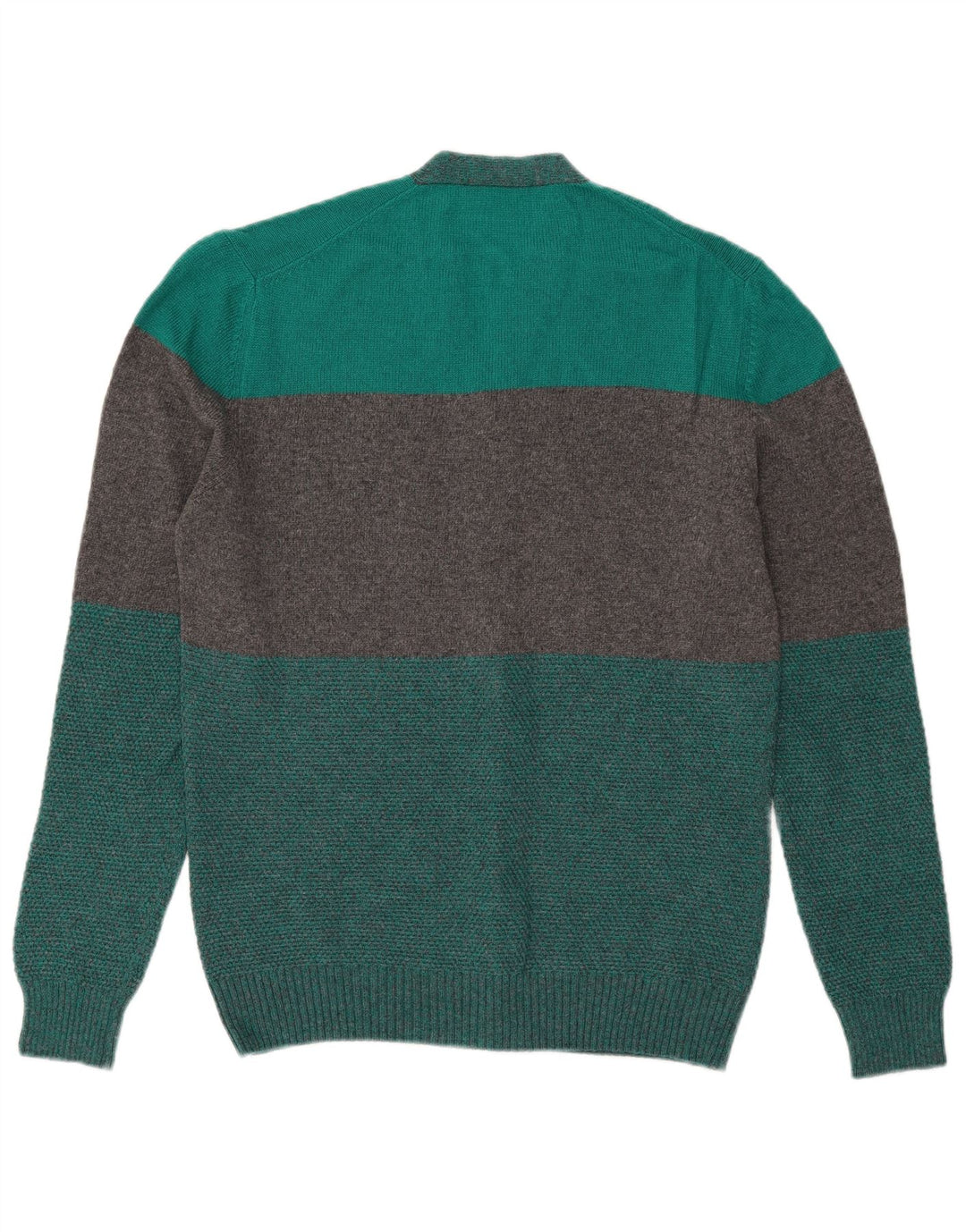 vintage Mens Cardigan Pull Moyen Vert Colorblock