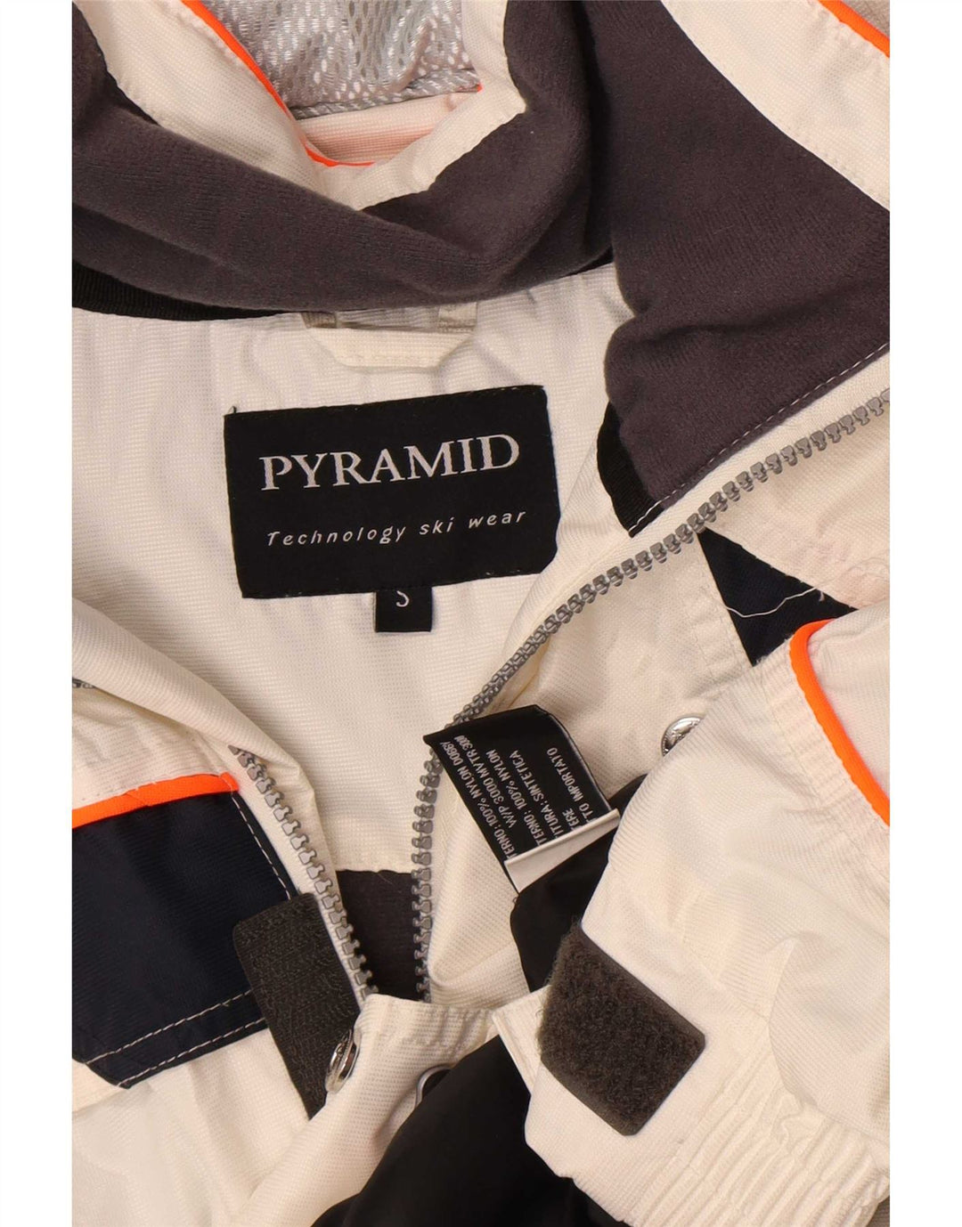 Pyramid Veste de ski à capuche pour homme UK 36 Small Blanc Colorblock Nylon