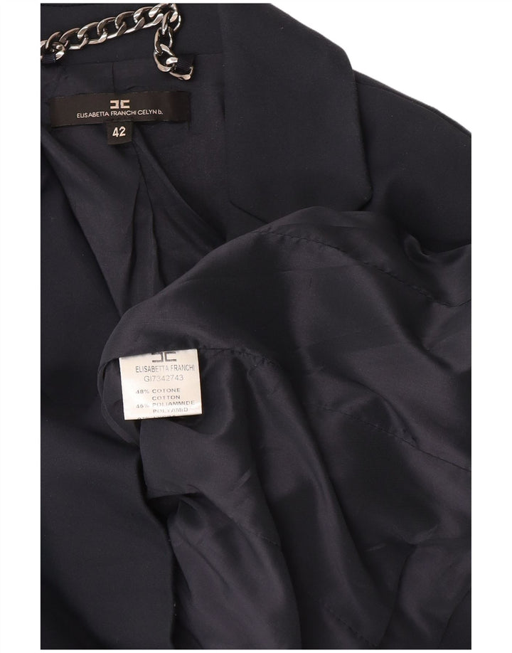 Elisabetta Franchi Veste Blazer 2 Boutons Femme IT 42 Bleu Marine Moyen