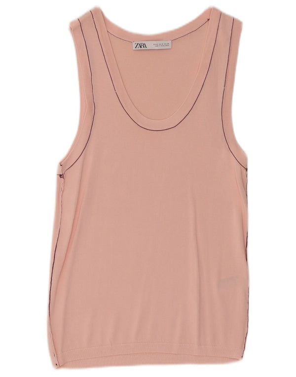 Zara Débardeur Femme UK 12 Viscose Rose Moyen