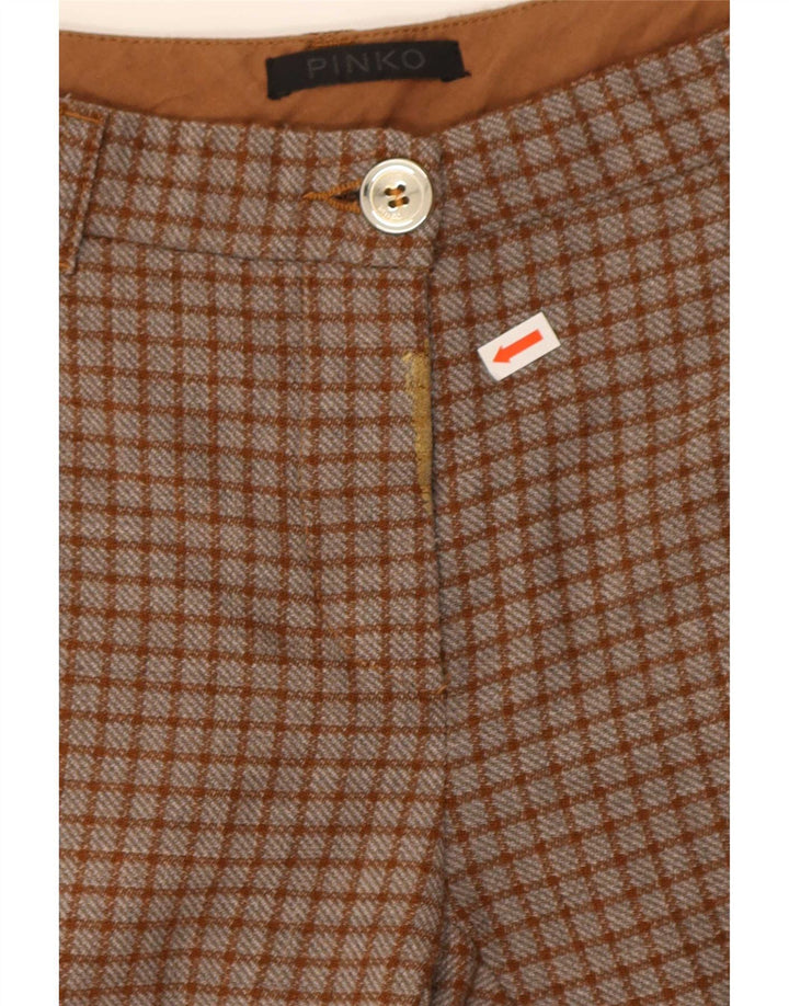 Pinko Pantalon Chino Slim Femme W26 L26 Marron Carreaux Polyester