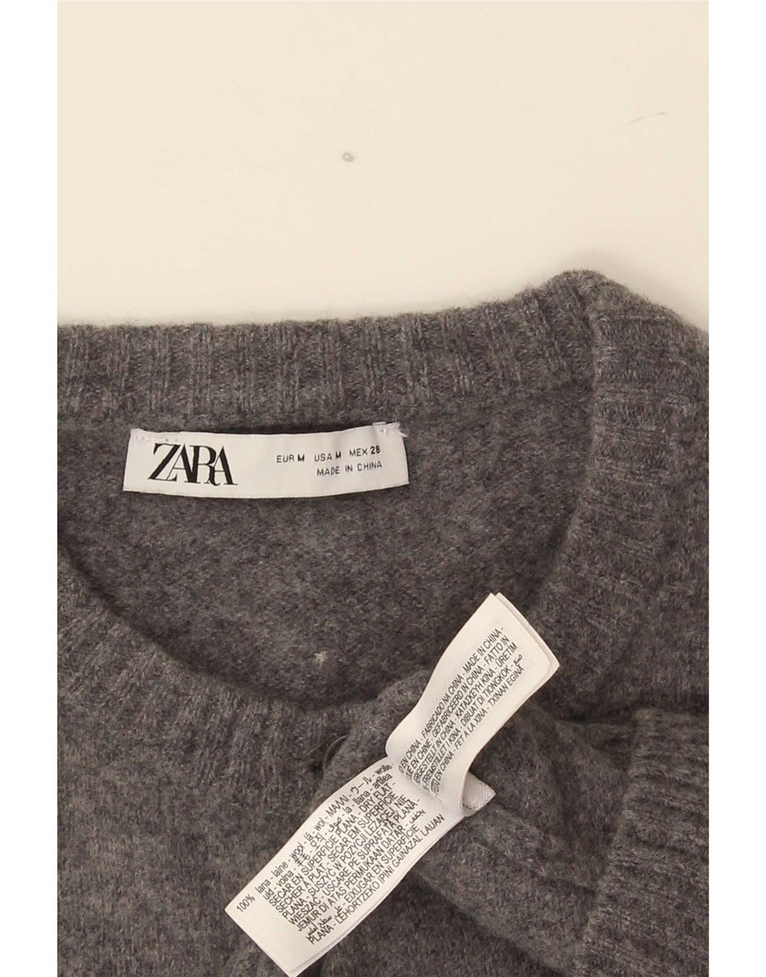 Zara Womens Crop Cardigan Sweater UK 12 Laine Gris Moyen