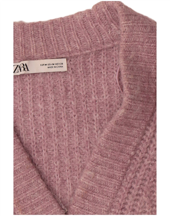Zara Cardigan surdimensionné pour femme UK 14 Polyester rose moyen