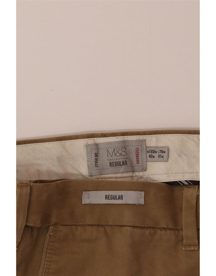 Marks & Spencer Pantalon Chino Regular Homme W40 L31 Marron Coton
