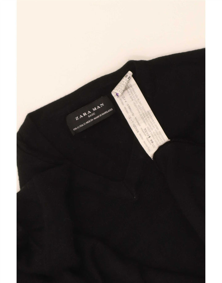 Zara Homme Pull Col V Petit Noir Viscose