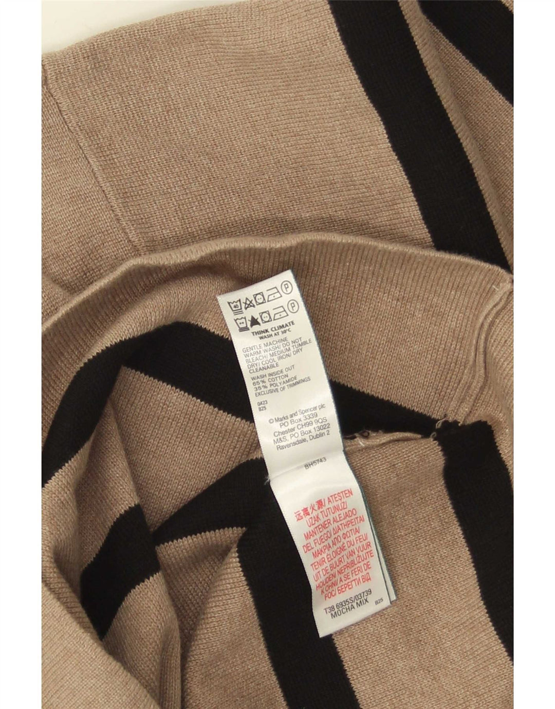 Marks & Spencer Pull à col rond pour femme UK 12 Beige moyen rayé