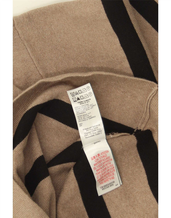 Marks & Spencer Pull à col rond pour femme UK 12 Beige moyen rayé