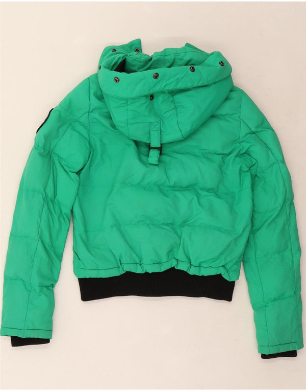 Superdry Veste matelassée surdimensionnée à capuche pour femme UK 8 Small Vert Colourblock