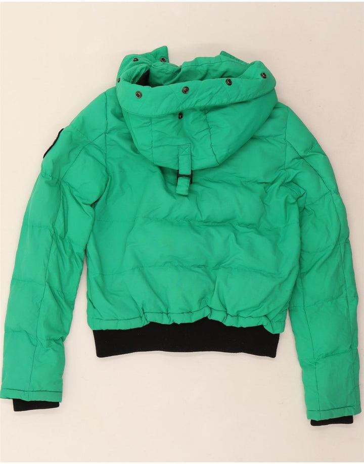 Superdry Veste matelassée surdimensionnée à capuche pour femme UK 8 Small Vert Colourblock