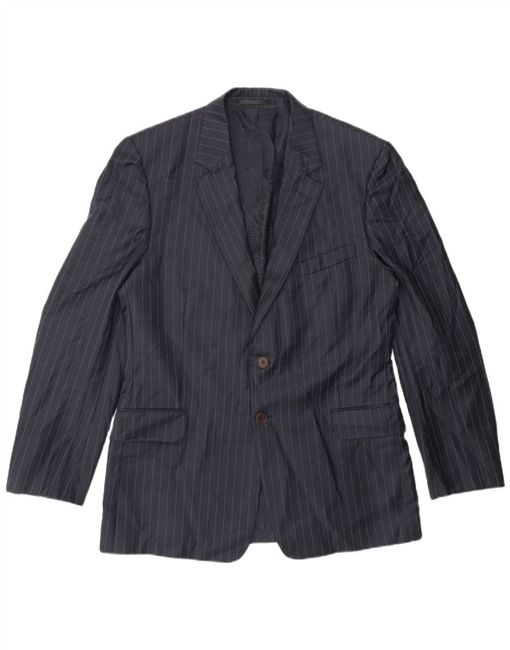 Paul Smith Veste blazer à 2 boutons pour homme UK 42 XL en laine à fines rayures bleu marine