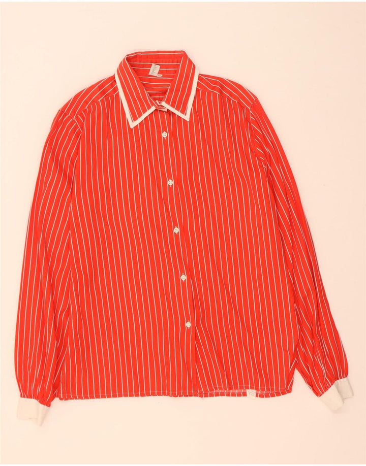 chemise femme vintage IT 44 Coton à fines rayures rouge moyen