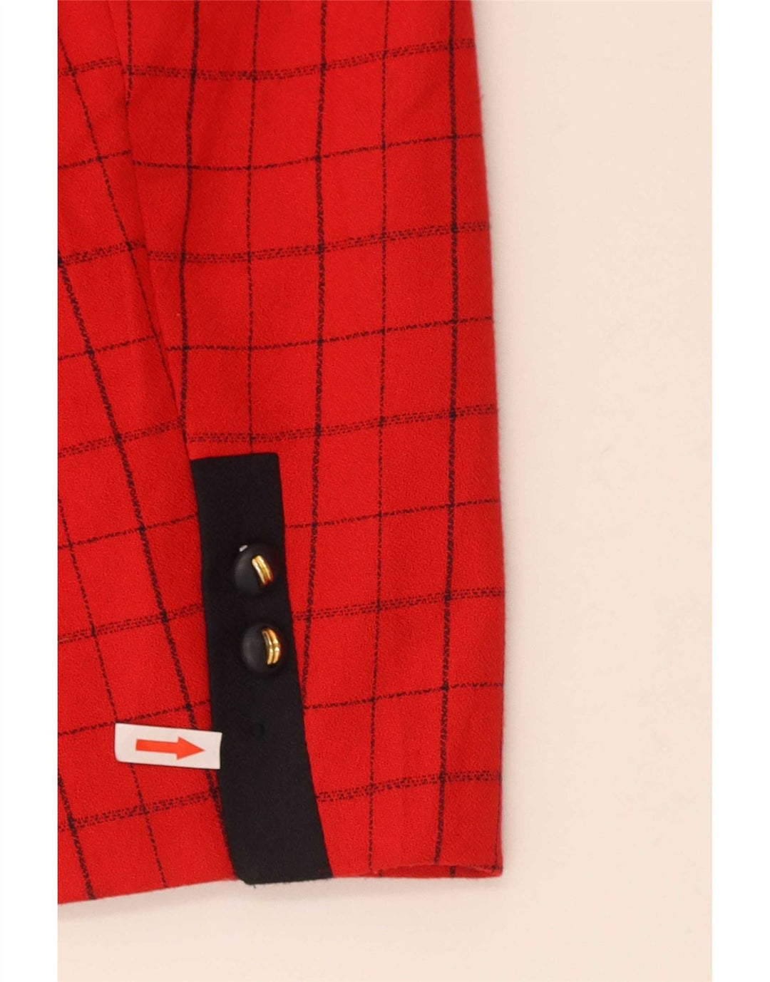 vintage Femmes 4 Bouton Blazer Veste US 12 Grand Rouge Check Polyester