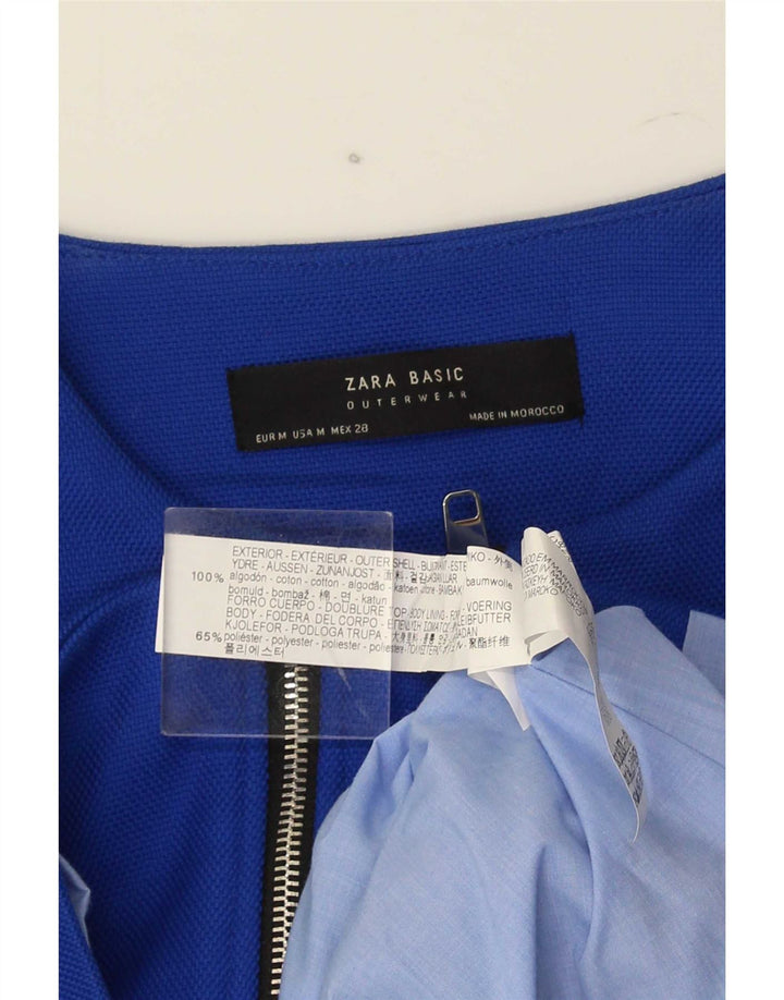 Zara Femme Pardessus UK 14 Coton Bleu Moyen